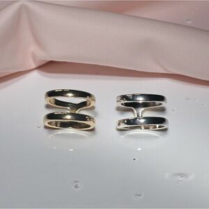 Elegant Gold and Silver Double Band Rings